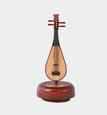 Elegant Pipa Musical Ornament – Vintage Rotating Music Box for Birthday & Holiday Gifts