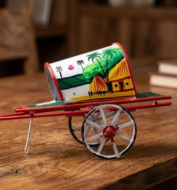 Handcrafted Metal Cow Cart Showpiece Traditional Village Cart Home Decor