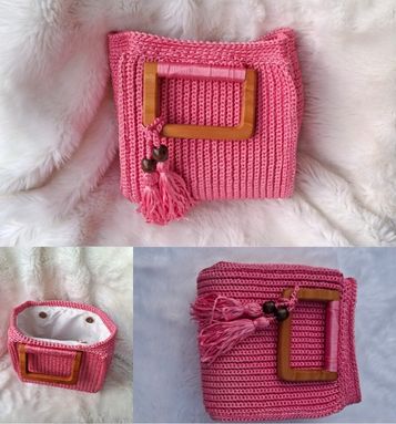 Luxury Handmade Crochet Purse with Wooden Handle | Fashionable Ladies Bag - Image 2