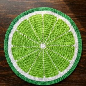 Handmade Crochet Lime Slice Table Mat Fruit Design Decorative Placemat