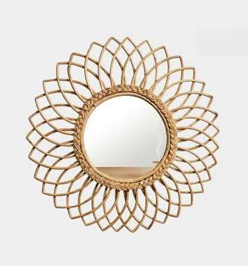 Handmade Rattan Sunflower Wall Mirror