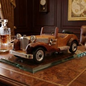Vintage Wooden Car Model Showpiece for Home & Office Decoration
