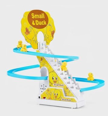 Electric Duck Slide Stairs Toy with 9 Ducks - Automatic Climbing Toy with Lights & Music | Fun Amusement Stairs Toy for Kids