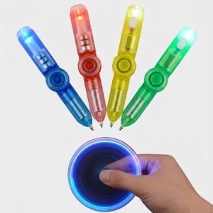 LED Glow in Dark Spinning Fidget Pen with Ballpoint - Stress Relief EDC Toy for Kids & Office