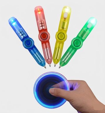 LED Glow in Dark Spinning Fidget Pen with Ballpoint - Stress Relief EDC Toy for Kids & Office