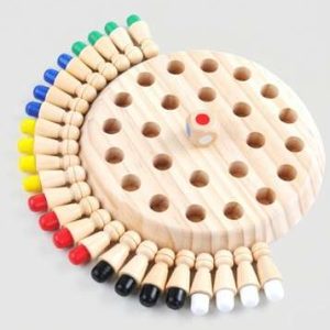Wooden Memory Chess Game for Kids & Adults | Montessori Color Matching and Memory Training Board Game
