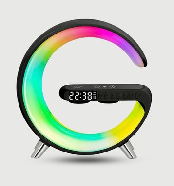G63 Smart RGB Alarm Clock Speaker with Wireless Charging - 7 Color LED Night Light Music Player, Fast Charging Bluetooth Speaker & Lamp for Bedroom