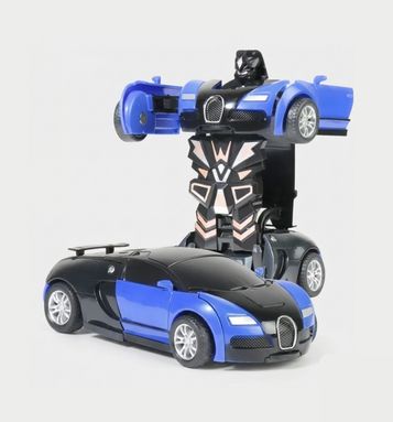 2-in-1 Transformer Robot Car Toy for Kids – Bugatti Ferrari Lamborghini Style | Manual Convertible Sports Car to Robot | Educational Toy for Ages 3+