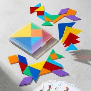 Wooden Tangram Puzzle for Kids | Montessori Geometric Shape Matching Educational Toy for Boys & Girls