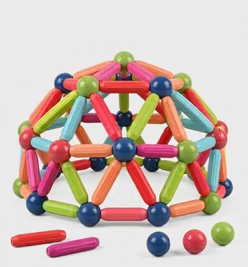 64 PCS Magnetic Bar Blocks STEM Building Toy Set for Kids 3+ | Educational Magnetic Sticks & Balls Construction Kit