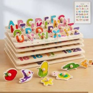Kids Wooden Alphabet & Number Puzzle Board | Montessori Early Learning Educational Toy (1 Pc)