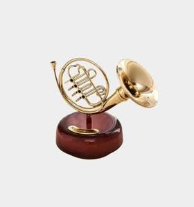 French Horn Rotating Music Box or Wind-Up Musical Showpiece or Premium Home & Office Decor or Luxury Gift