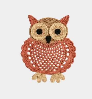 Handmade Owl Crochet Placemat 12×12 Inch Decorative Table Mat হ্যান্ডমেড পেঁচা ক্রোশিয়া প্লেসম্যাট