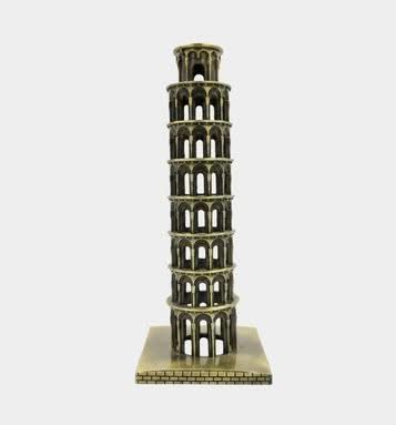 Vintage Miniature Tower of Pisa Metal Showpiece for Home & Office Decor