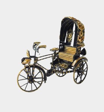 Hand Painted Metal Miniature Ornamented Rickshaw