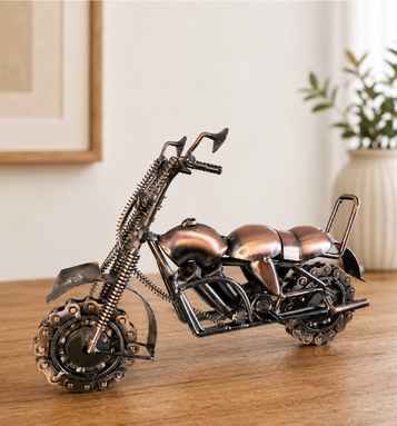 Handmade Vintage Copper Metal Motorcycle Showpiece for Gift & Home Decor