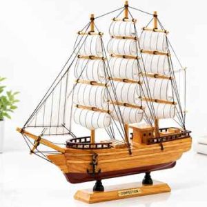 Handmade Vintage Wooden Sailing Ship Showpiece